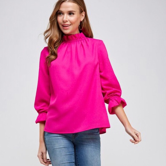 hot pink ruffle top
